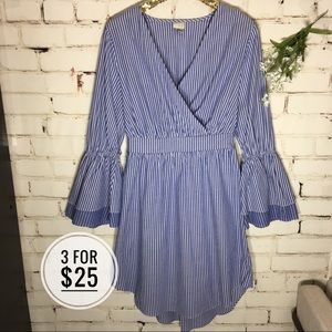 A New Day striped bell sleeve fit and flare dress.